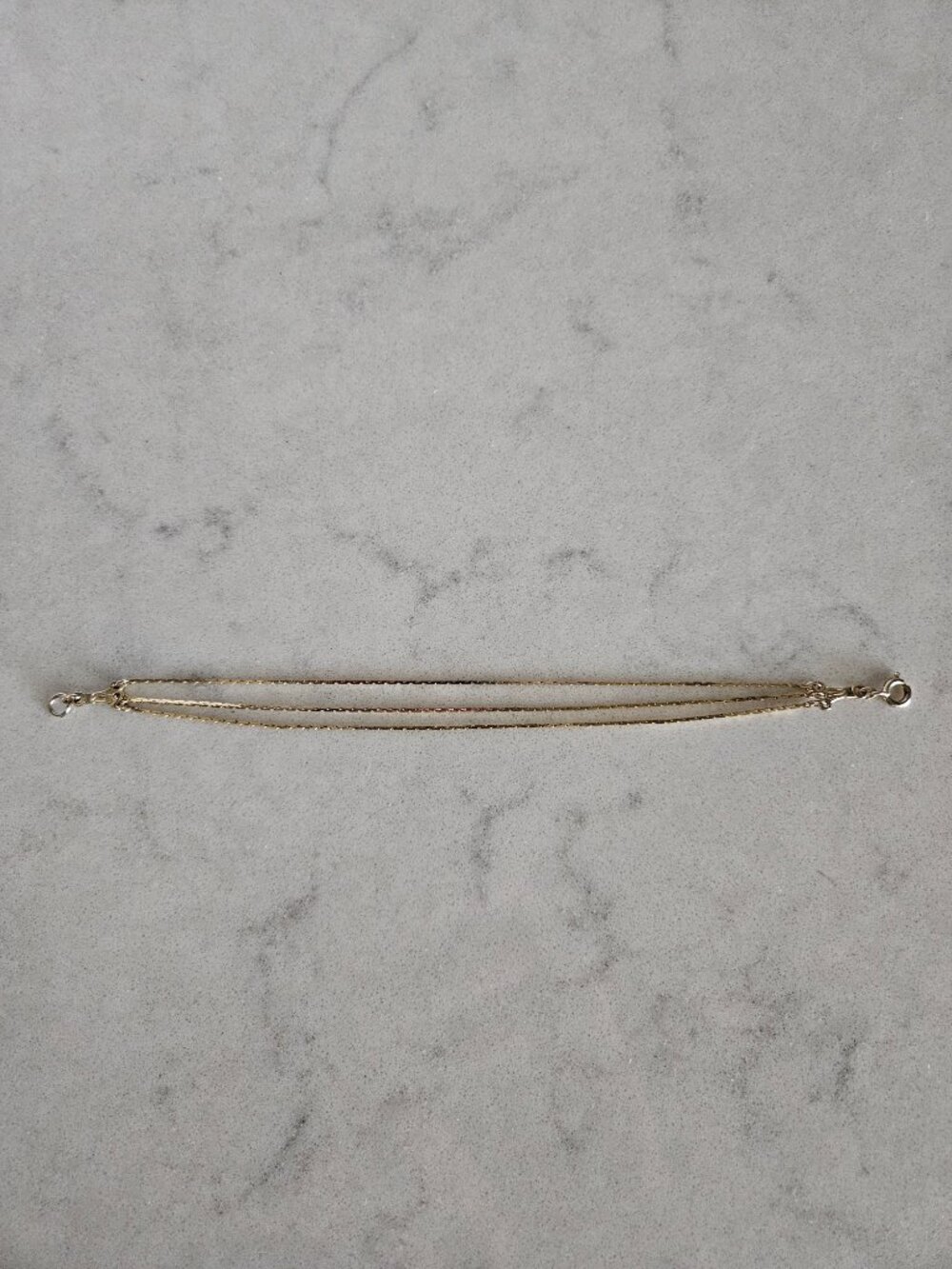 GOLD-TONE TRIPLE CHAIN BOX LINK 7" LONG BRACELET